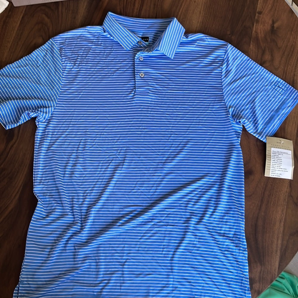 PGA TOUR Apparel Single Feeder Stripe Short Sleeve Golf Polo Shirt
